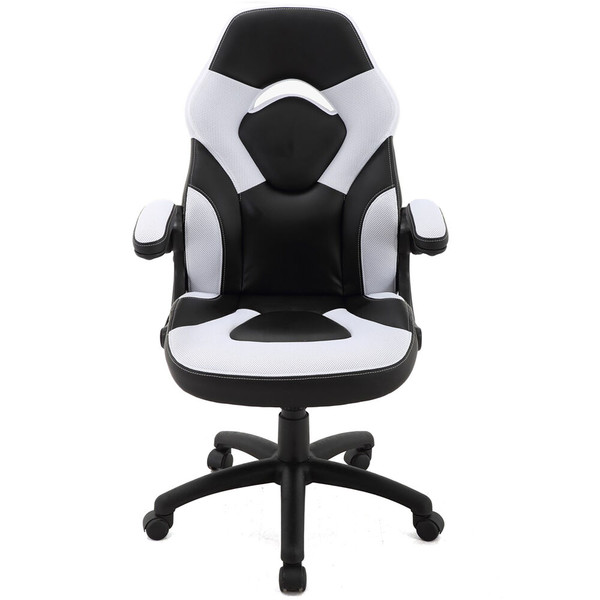 Hanover Hanover Commando Gas Lift 2-Tone Gaming Chair, Faux Leather - White/Black HGC0117