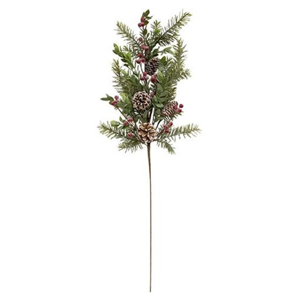 *Sparkling Cedar Boxwood & Red Berry Spray F18197 By CWI Gifts