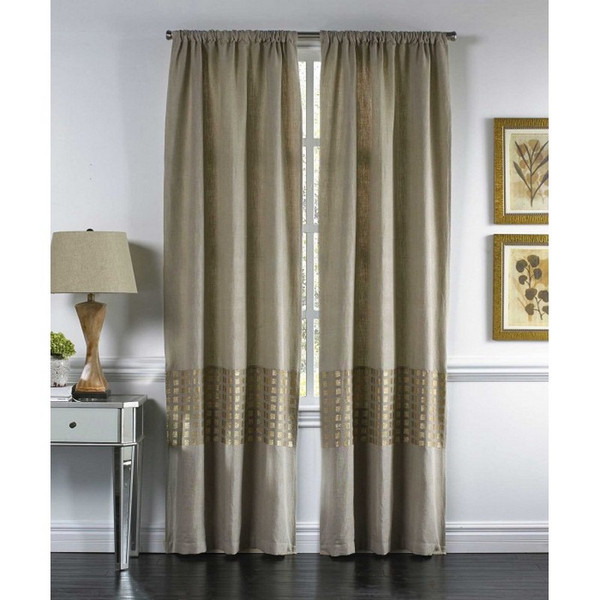 AURA02PNM-GD Sovereign Natural Linen Panel W/ Gold Foil/Stitching