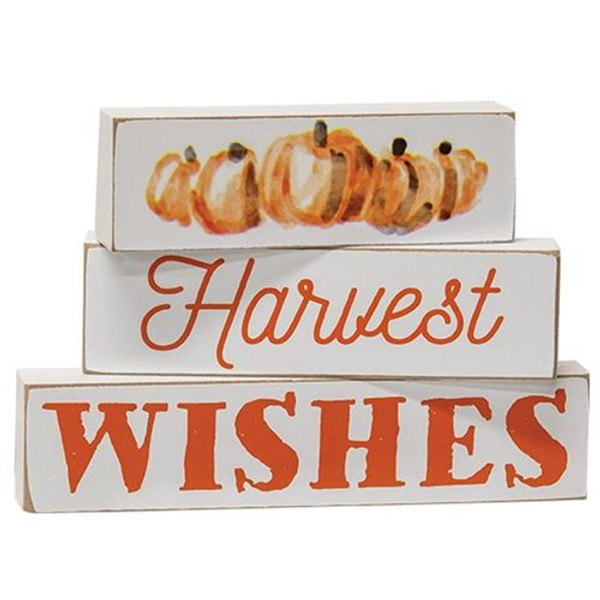 *3/Set Harvest Wishes Blocks G36338 By CWI Gifts
