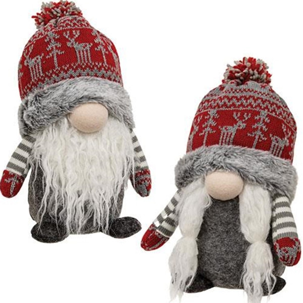 Mr. & Mrs. Nordic Snowflake Gnome Sitter 2 Asstd. (Pack Of 2) GADC4352 By CWI Gifts