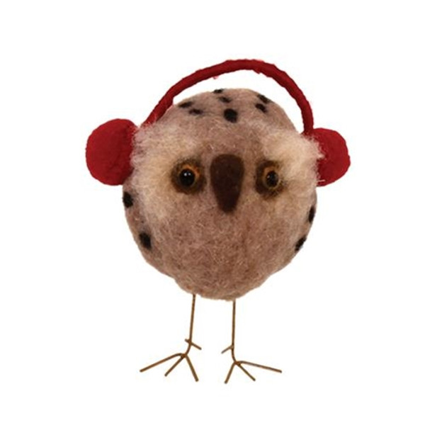 *Felted Owl W/Earmuffs Ornament GQHT2703 By CWI Gifts