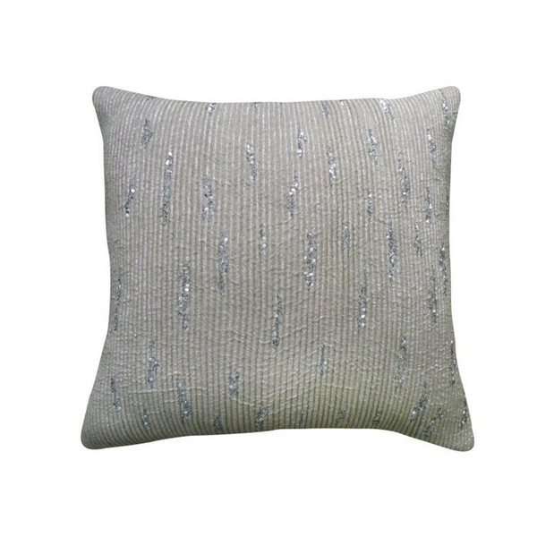 CALERO02A-IV Calero Ivory/Silver Lurex Corded & Hand Beading Pillow