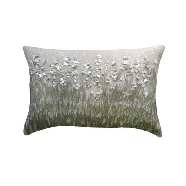 CALERO03C-IV Calero Ivory And Silver Lurex With Hand Beading Pillow