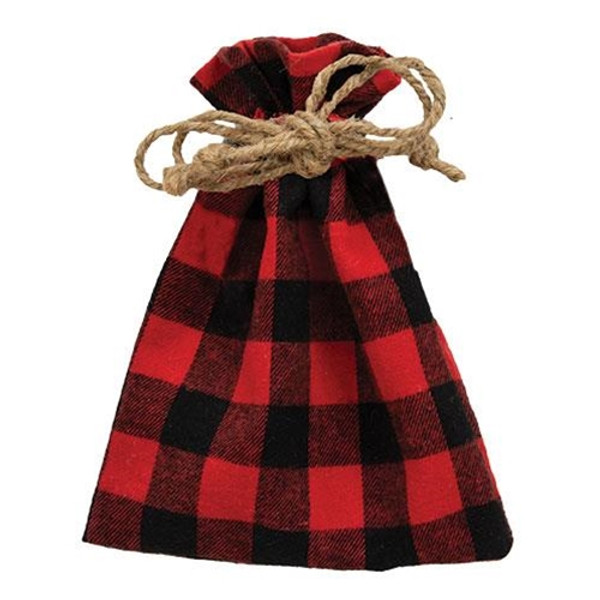 Red/Black Buffalo Check Fabric Drawstring Bag GSYAX2044 By CWI Gifts