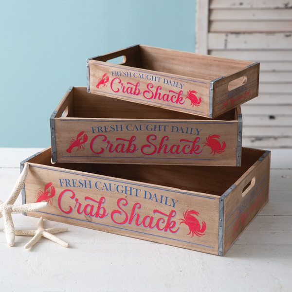 Set of Three Crab Shack Crates 440325 By CTW Home