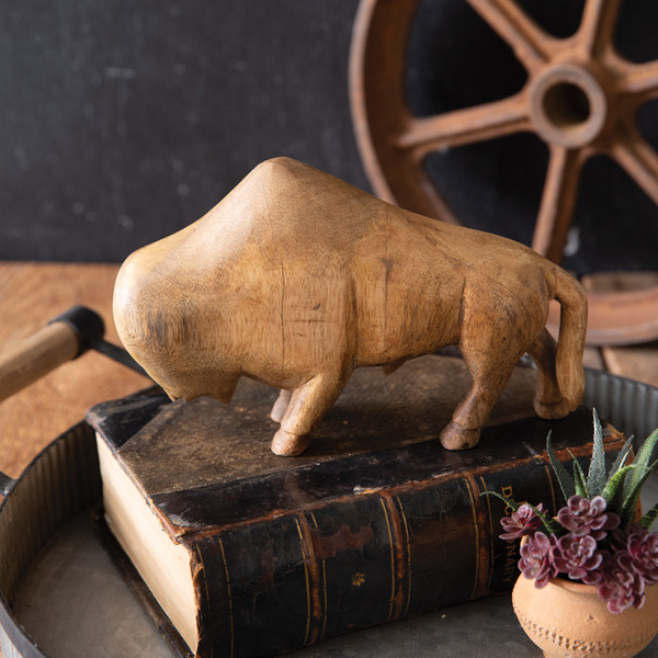 Hand-Carved Bison Figurine 510693 By CTW Home