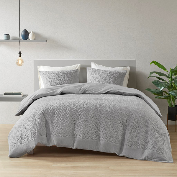Origami 3 Piece Oversized Knit Quilted Top Duvet Cover Mini Set - King/Cal King By N Natori NS12-3728