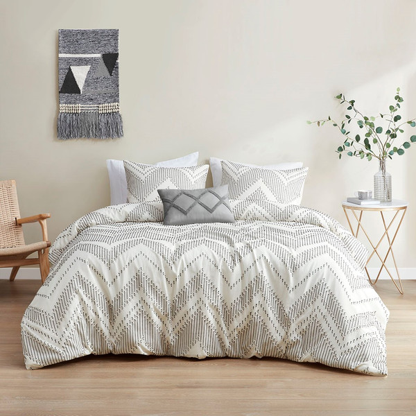 Bayside 4 Piece Cotton Clip Jacquard Duvet Cover Set - King/Cal King By Urban Habitat UH12-2433