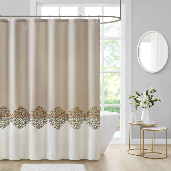 Panache Pieced And Embroidered Shower Curtain By Madison Park MP70-8169