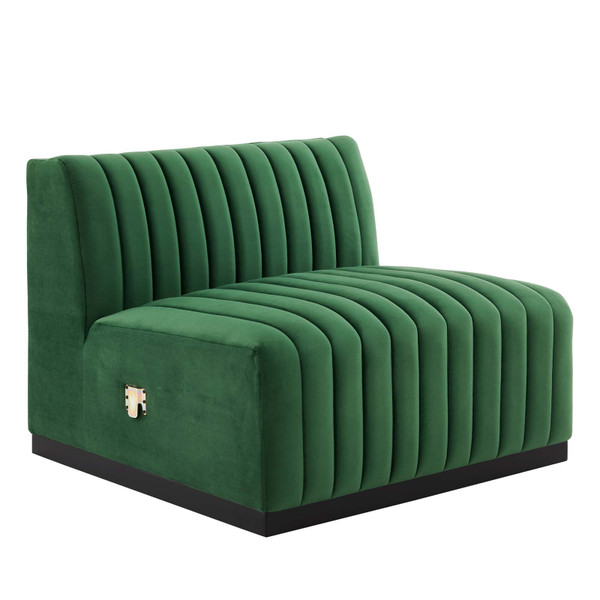 Modway Conjure Channel Tufted Performance Velvet Armless Chair - Black Emerald EEI-5494-BLK-EME