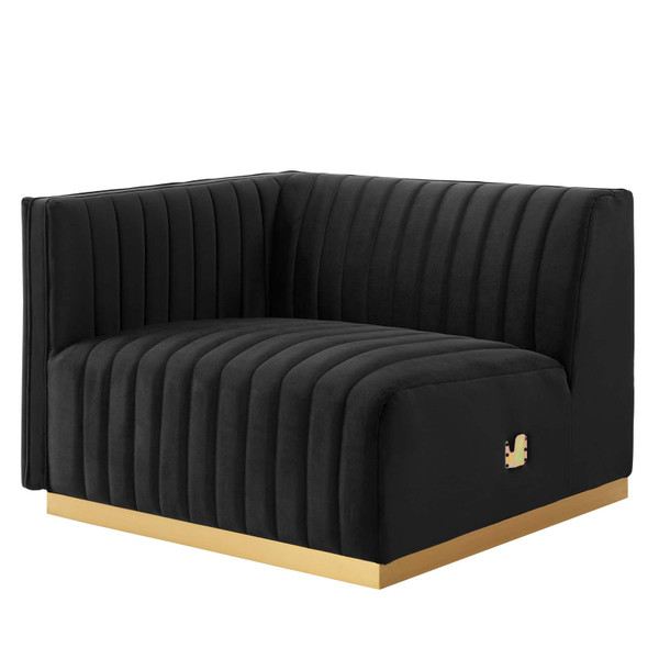 Modway Conjure Channel Tufted Performance Velvet Left-Arm Chair - Gold Black EEI-5502-GLD-BLK