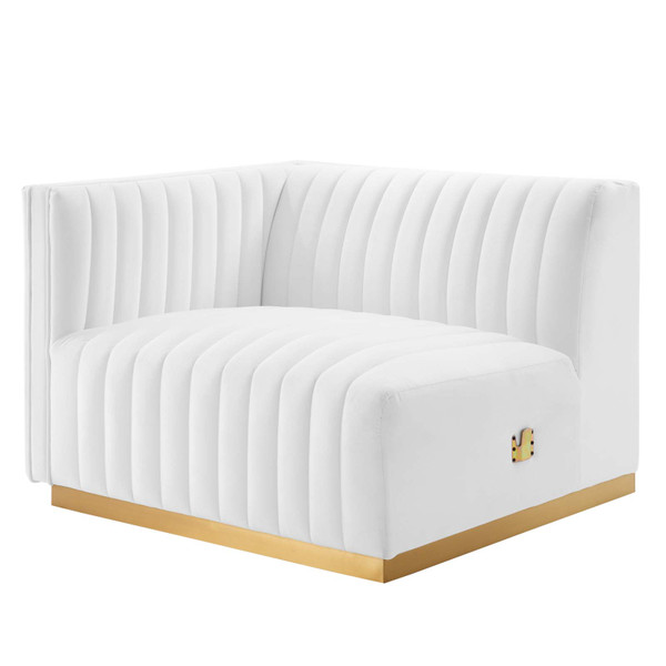 Modway Conjure Channel Tufted Performance Velvet Left-Arm Chair - Gold EEI-5502-GLD-WHI