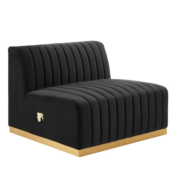 Modway Conjure Channel Tufted Performance Velvet Armless Chair - Gold Black EEI-5504-GLD-BLK