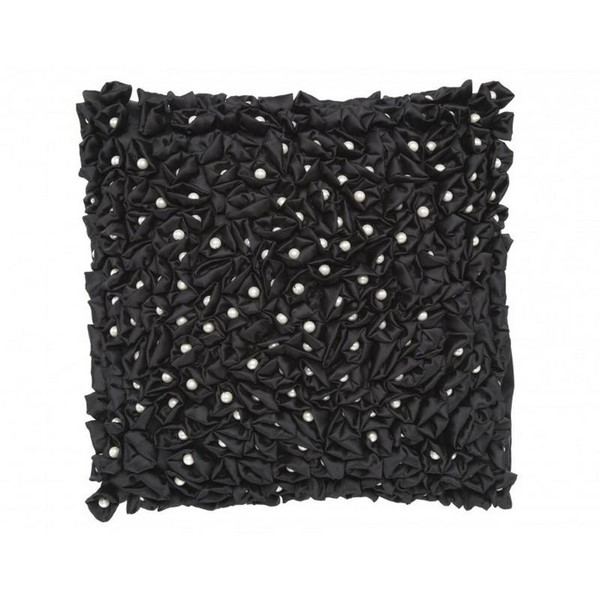 ROMANCEPEARLB-BK Cloud9d Novela Black Polysilk Pillow With Pearls