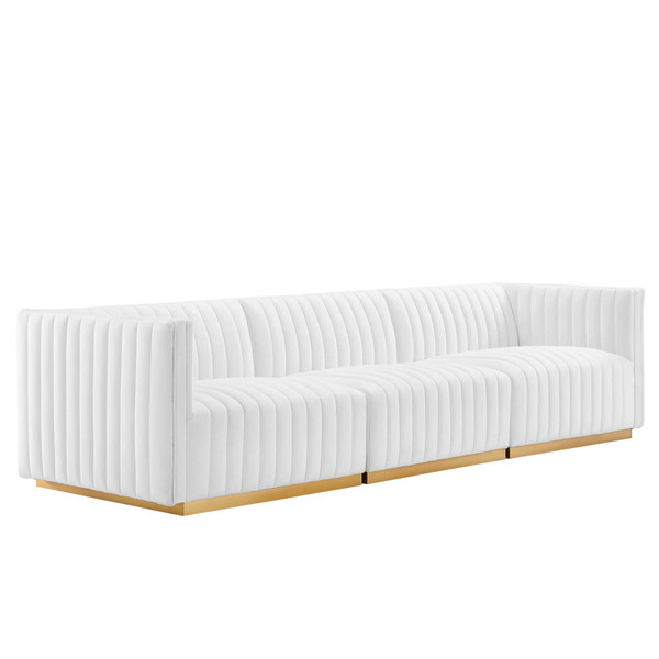 Modway Conjure Channel Tufted Performance Velvet Sofa - Gold White EEI-5843-GLD-WHI