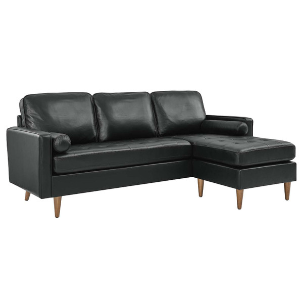 Modway Valour 78" Leather Apartment Sectional Sofa - Black EEI-5872-BLK