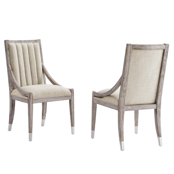 Modway Maison French Vintage Tufted Fabric Dining Armchairs Set Of 2 - Beige EEI-6053-BEI