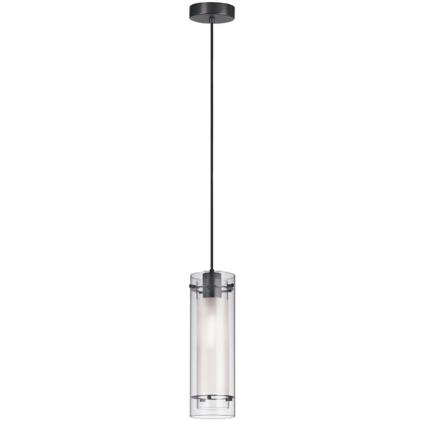 1 Light Incandescent Pendant, Metal Black With Clear/Frosted Glass 22152-CF-MB By Dainolite