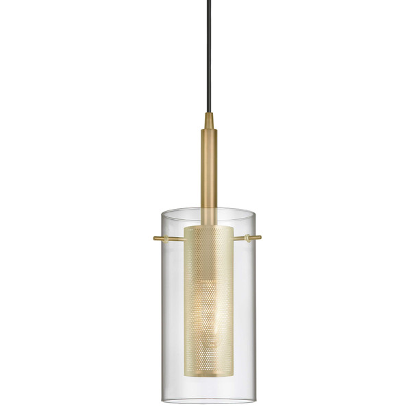 1 Light Incandescent Pendant, Aged Brass With Clear Glass 30961-CM-AGB By Dainolite
