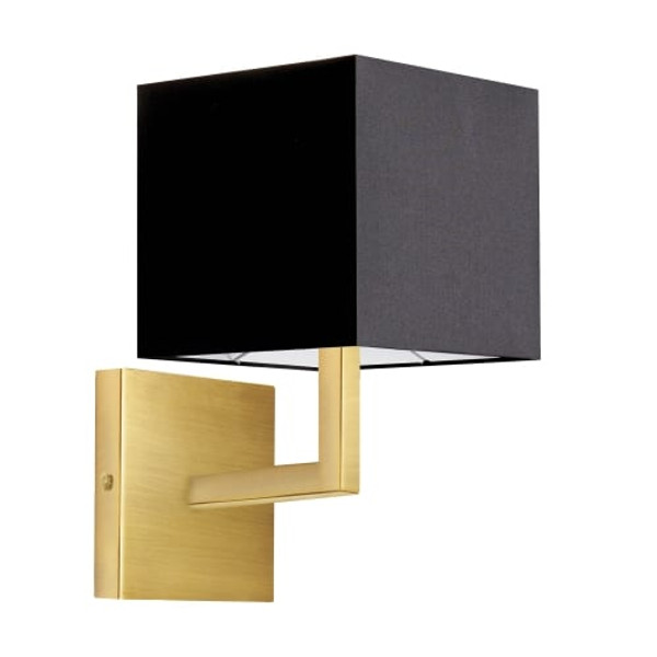 1 Light Wall Sconce, Aged Brass With Black Shade 77-1W-AGB-BK By Dainolite