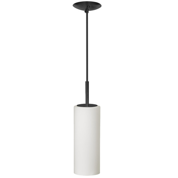 1 Light Incandescent Pendant, Metal Black With White Glass 83202-MB-WH By Dainolite