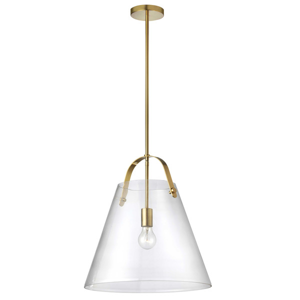 1 Light Incandescent Pendant, Aged Brass With Clear Glass 871-171P-AGB By Dainolite
