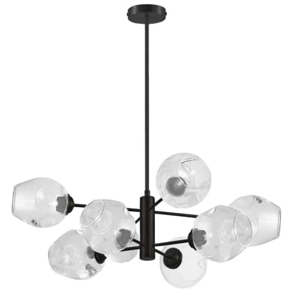 8 Light Chandelier, Metal Black With Clear Glass ABI-268P-MB-CLR By Dainolite