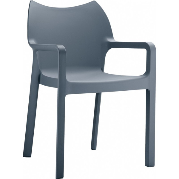 Diva Resin Outdoor Dining Arm Chair Dark Gray (Set Of 2) ISP028-DGR