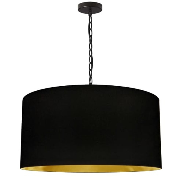 1 Light Braxton Large Pendant, Black/Gold Shade, Black BXN-L-BK-698 By Dainolite