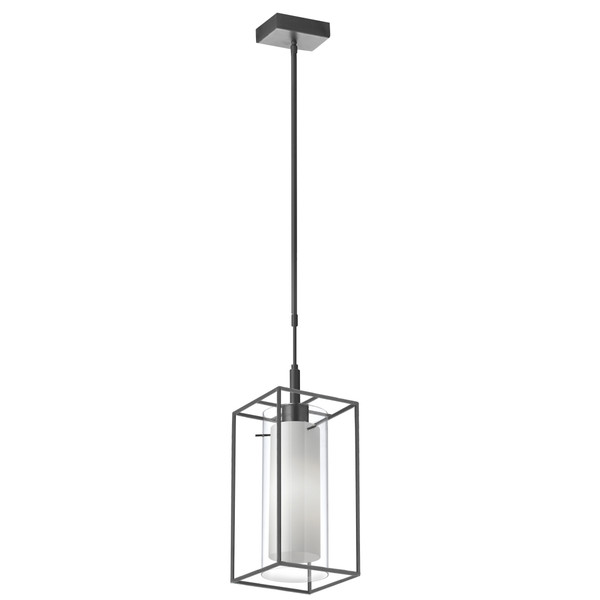 1 Light Pendant, Rect Metal Black Metal Frame With Frosted/Clear Glass CBE-61P-MB By Dainolite