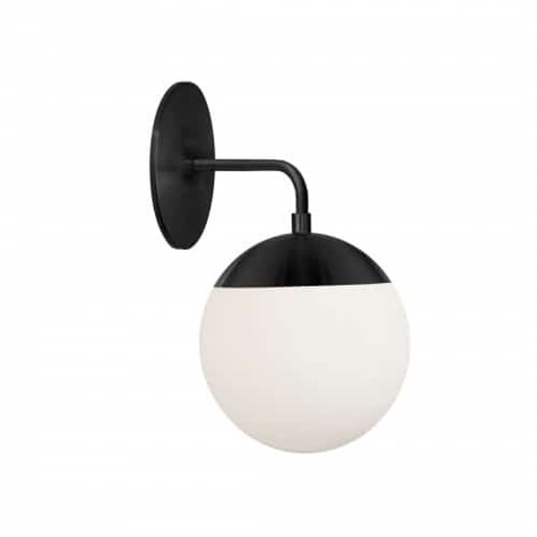 1 Light Wall Sconce, Metal Black With White Opal Glass DAY-141W-MB By Dainolite