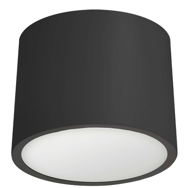 15 Wattage Flush Mount, Metal Black With Frosted Acrylic Diffuser ECO-C1015-MB By Dainolite