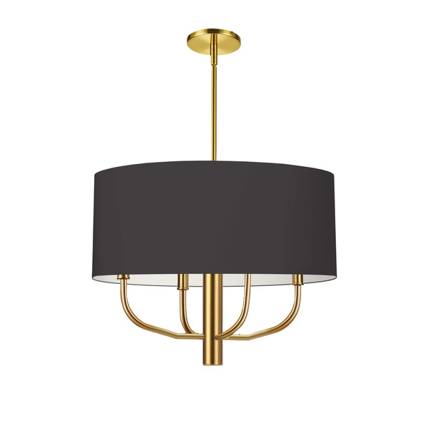 4 Light Incandescent Pendant, Aged Brass With Black Fabric Shade ELN-224C-AGB-797 By Dainolite