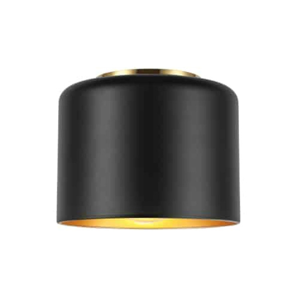 1 Light Incandescent Flush Mount, Aged Brass With Metal Black & Gold Shade EMI-81FH-AGB-MB By Dainolite