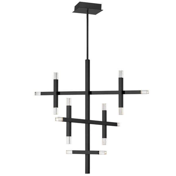 42 Wattage Chandelier, Metal Black With Acrylic Diffuser FCS-3656C-MB By Dainolite