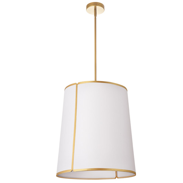 3 Light Notched Pendant Gold, White Shade & Diffuser NDR-183P-GLD-WH By Dainolite