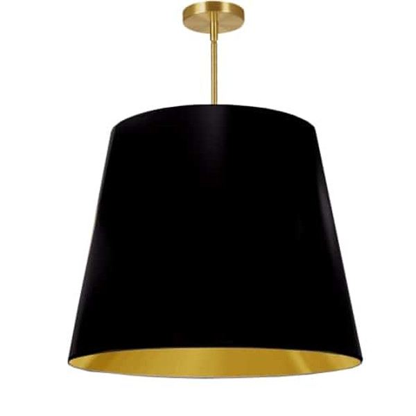 1 Light Oversized Drum Pendant Large, Black/Gold Shade ODR-L-698 By Dainolite