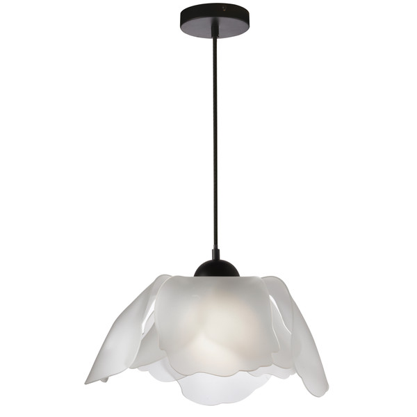 1 Light Incandescent Pendant, Metal Black With Frosted Acrylic Diffuser PAS-171P-MB-WH By Dainolite