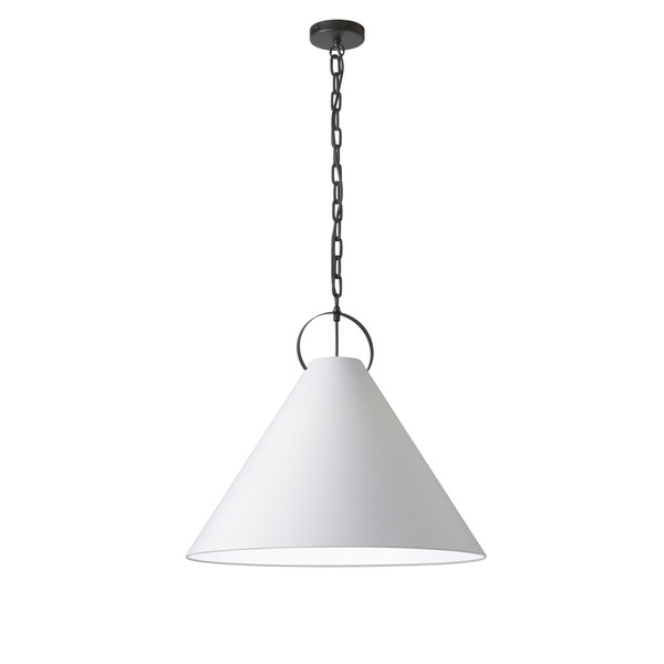 1 Light Incandescent Pendant, Metal Black With White Shade PCN-241P-MB-790 By Dainolite