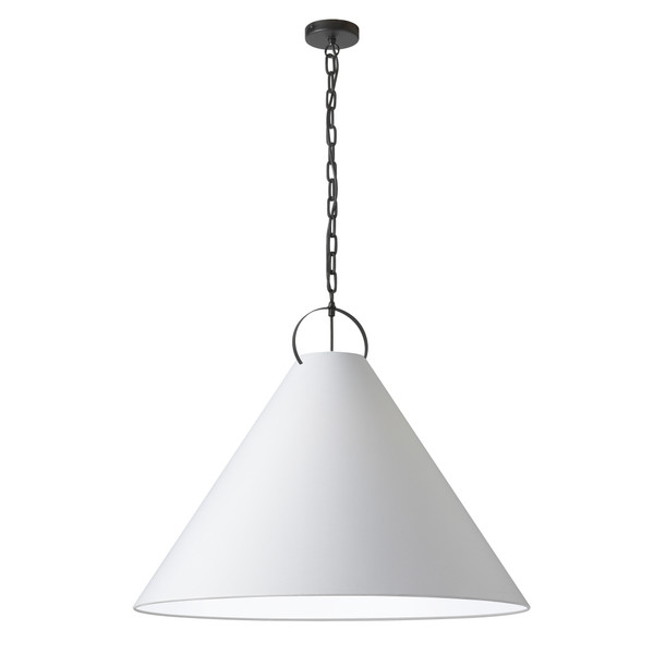 1 Light Incandescent Pendant, Metal Black With White Shade PCN-321P-MB-790 By Dainolite