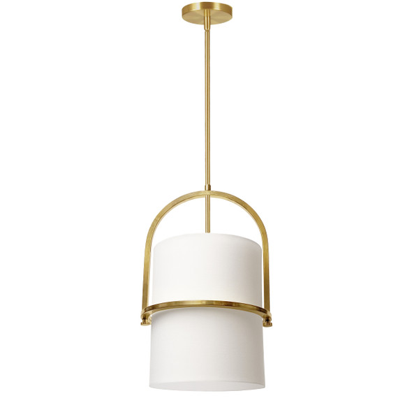 1 Light Incandescent Pendant, Aged Brass With White Shade PDT-121P-AGB-WH By Dainolite