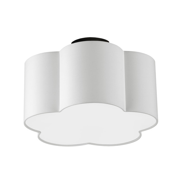 3 Light Incandescent Flush Mount, Metal Black With White Shade PLX-152FH-MB-WH By Dainolite