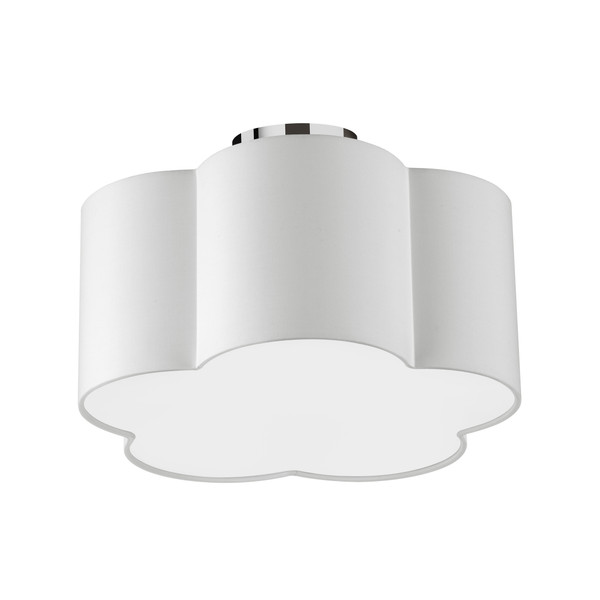 3 Light Incandescent Flush Mount, Polished Chrome With White Shade PLX-152FH-PC-WH By Dainolite