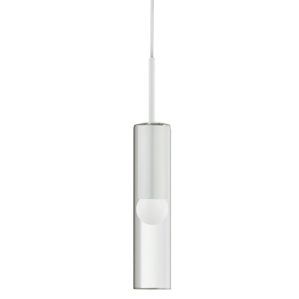 1 Light Incandescent Pendant, Metal White With Clear Glass PMR-171P-MW By Dainolite