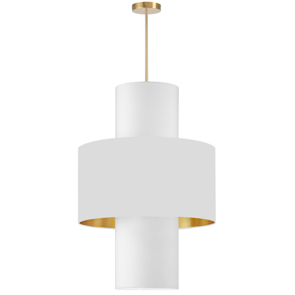 4 Light Incan Pendant, Aged Brass With White/Gold & White Shades POA-224P-AGB-692-790 By Dainolite
