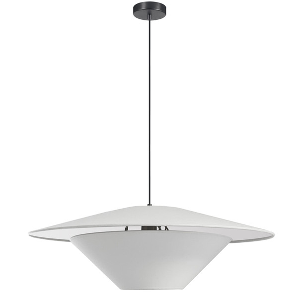 1 Light Incandescent Pendant, Metal Black With White Shade PSO-241P-MB-790 By Dainolite
