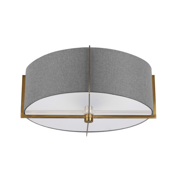 3 Light Incandescent Semi-Flush Mount, Aged Brass With Grey Shade PST-153SF-AGB-GRY By Dainolite