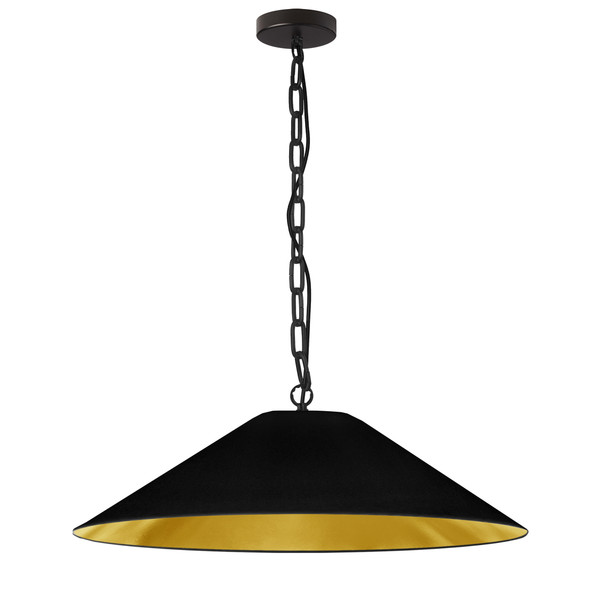 1 Light Incandescent Pendant, Metal Black With Black/Gold Shade PSY-L-MB-698 By Dainolite
