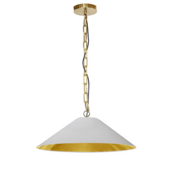 1 Light Incandescent Pendant, Aged Brass With White/Gold Shade PSY-M-AGB-692 By Dainolite